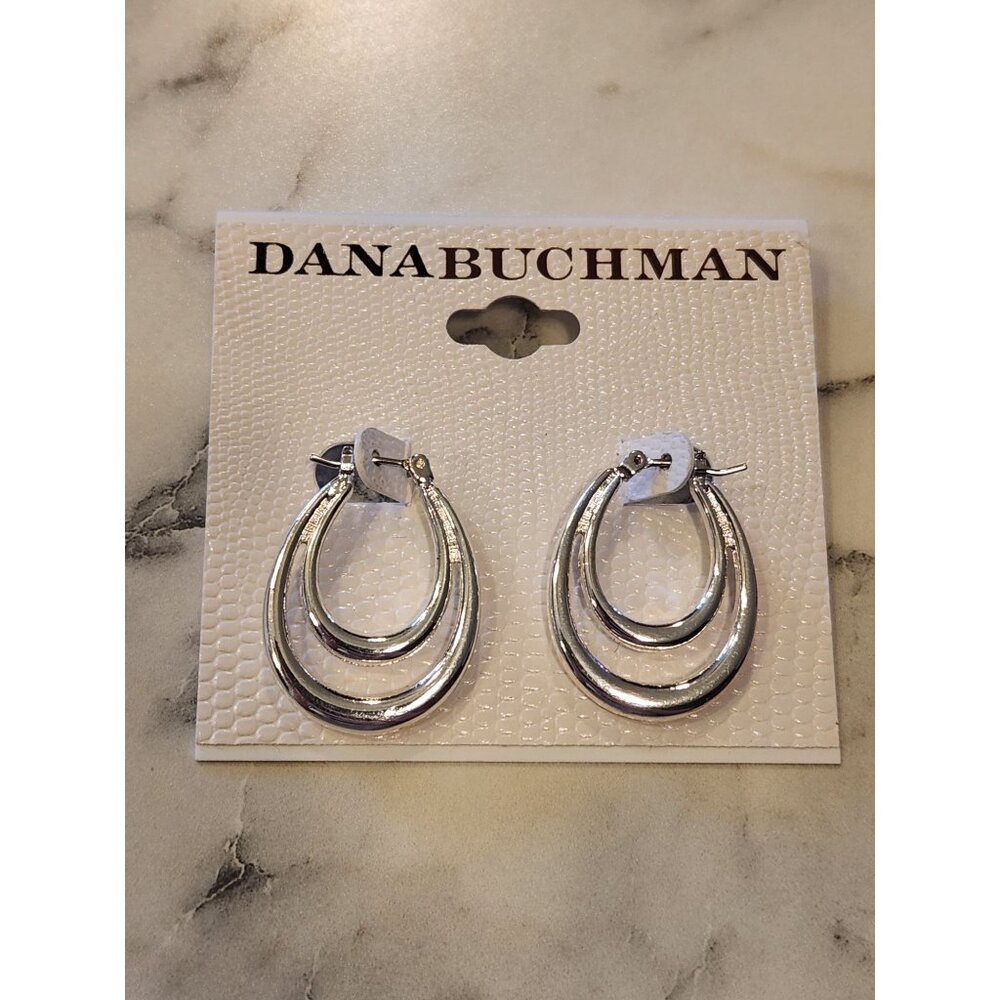 Dana Buchman Silver-Tone Double Hoop Earrings For Women